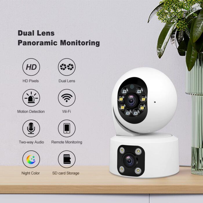 IP Camera Dual Lens 2MP WiFi PTZ Two-way Audio C49 - Image 2