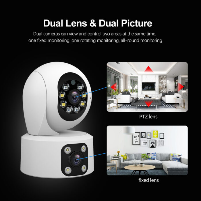 IP Camera Dual Lens 2MP WiFi PTZ Two-way Audio C49 - Image 3