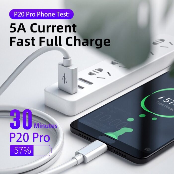 5A USB Type C Cable Fast Charge For Samsung S20 S9 S8 Xiaomi Huawei P30 Pro Mobile Phone Fast Charger Data Cord Wire White Cable - Image 2