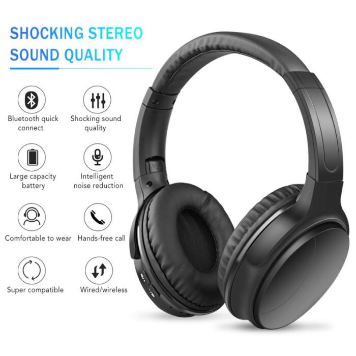 Wireless Noise-Cancelling Headphones with Microphone & 15-Hour Battery