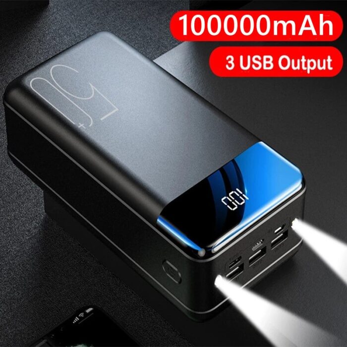 For Xiaomi Mi iPhone Huawei Samsung 100000mAh Power Bank Portable Charger External Battery Pack