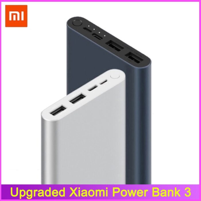 Original Xiaomi Mi Power Bank 3 10000mAh Upgrade with 3 USB Output Supports Two Way Quick Charge 18W Max Powerbank For Smart