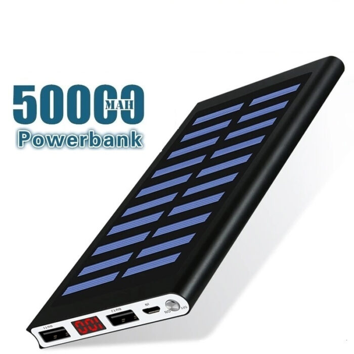 Solar Power Bank 50000mah External Battery 2 USB LED Mobile phone Solar Charger for Xiaomi iphone huawei