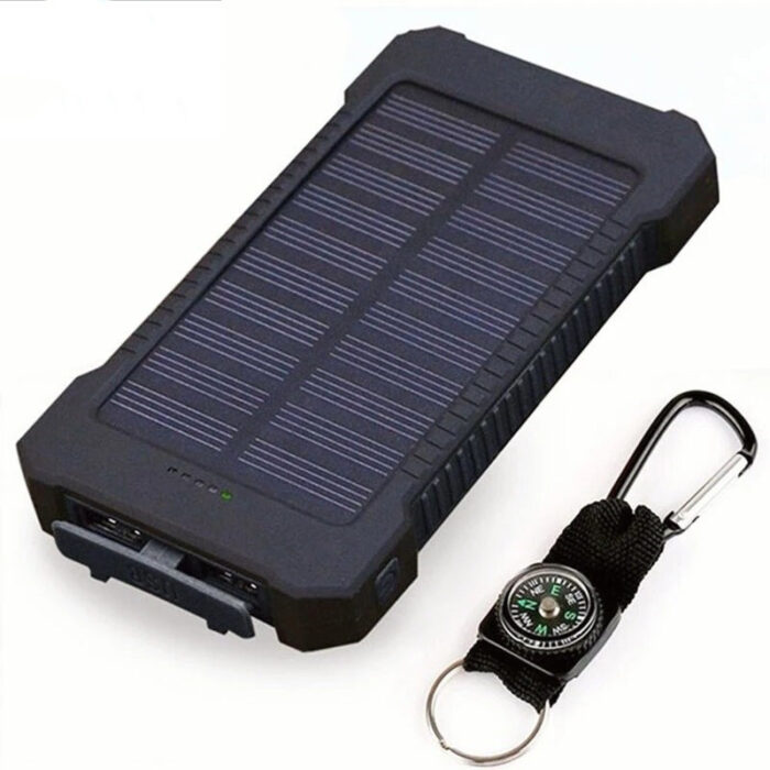 For Xiaomi Smartphone with LED Light Solar Power Bank Waterproof 30000mAh Charger 2 USB Ports External Charger Powerbank