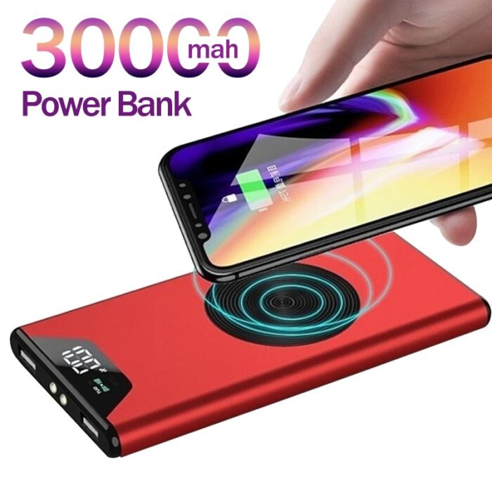 Wireless Portable Charger 30000mAh Fast Charging with 2USB External Battery Digital Display Power Bank for Samsung Iphone Xiaomi